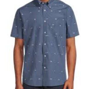 Brooks Brothers Nautical Knots Print Button Down Short Sleeve Blue Size XL